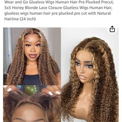 Lettie Wear and Go Glueless Wigs Human Hair Pre Plucked Precut, 5x5 Honey Blonde Lace Closure Glueless Wigs Human Hair, glueless wigs human hair pre p