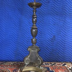 Large Heavy Vintage Pewter Candle Stick 