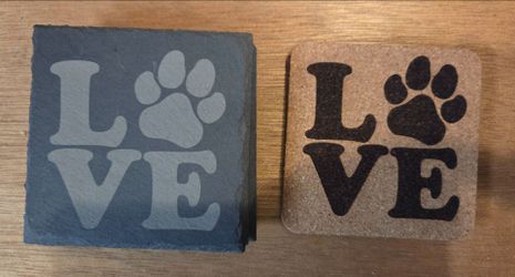 Paw Print LOVE Coaster Set of 4