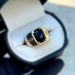 Jewelry 10k solid yellow gold onyx stone natural diamonds 2.54CTW ring size 11.50