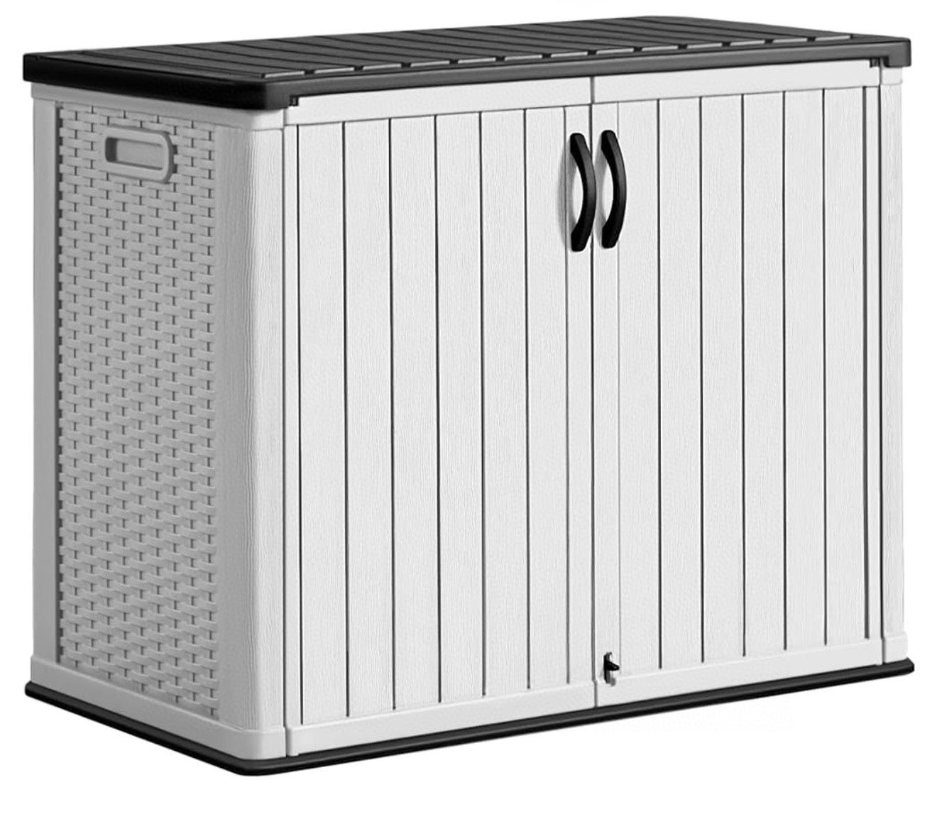 🔥Brand new in box 🔥Outdoor Horizontal Storage Sheds 27 Cu.ft Resin Large Storaged Box Weather Resistance, Without Shelf, Easy to Assemble, Prefect f