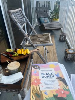 Handcrafted Bamboo Lounge Chairs & Matching Side Tabl