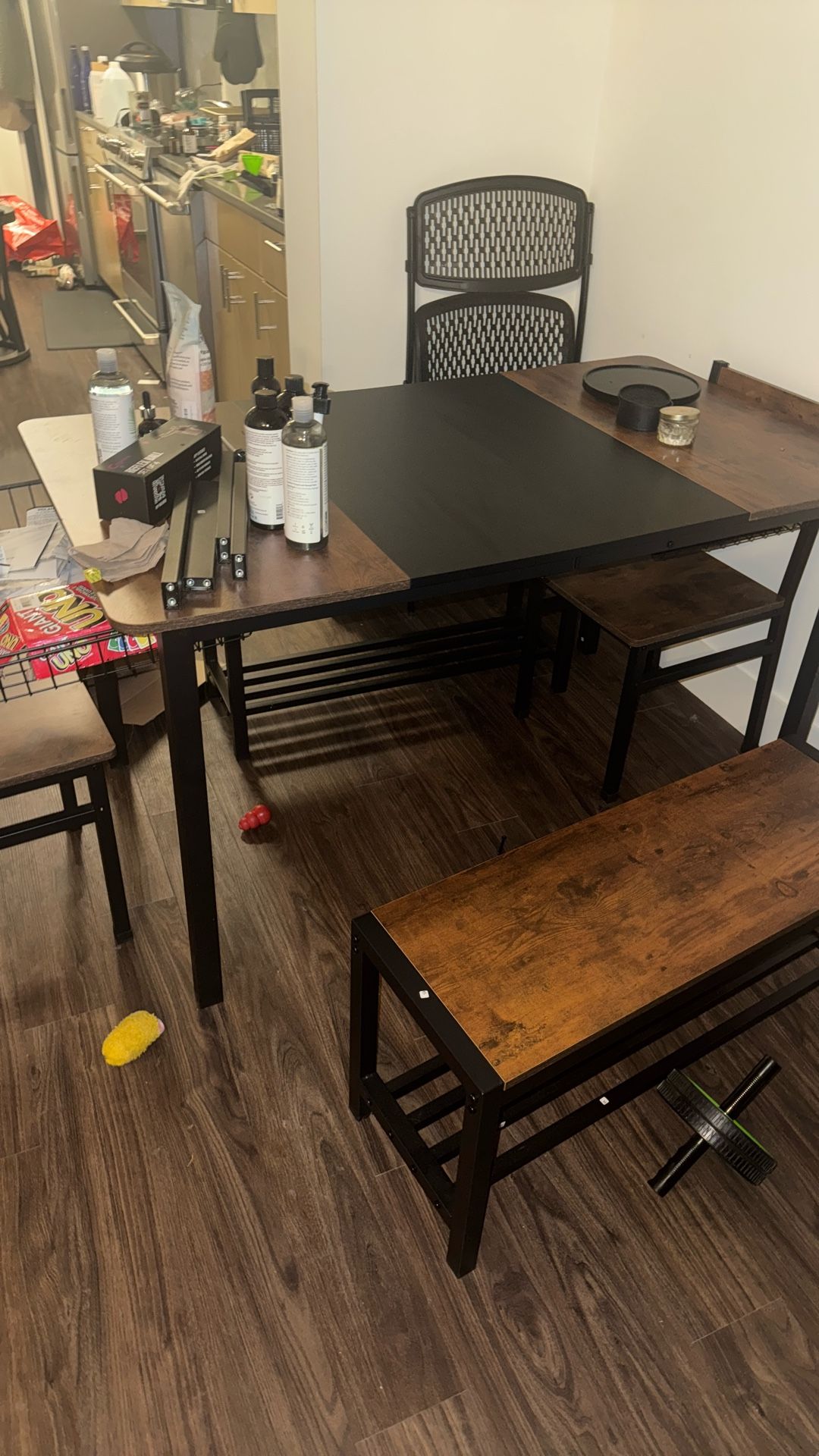 5-Piece Dining Set w/ Table, 2 Chairs, 2 Benches & Storage Drawers