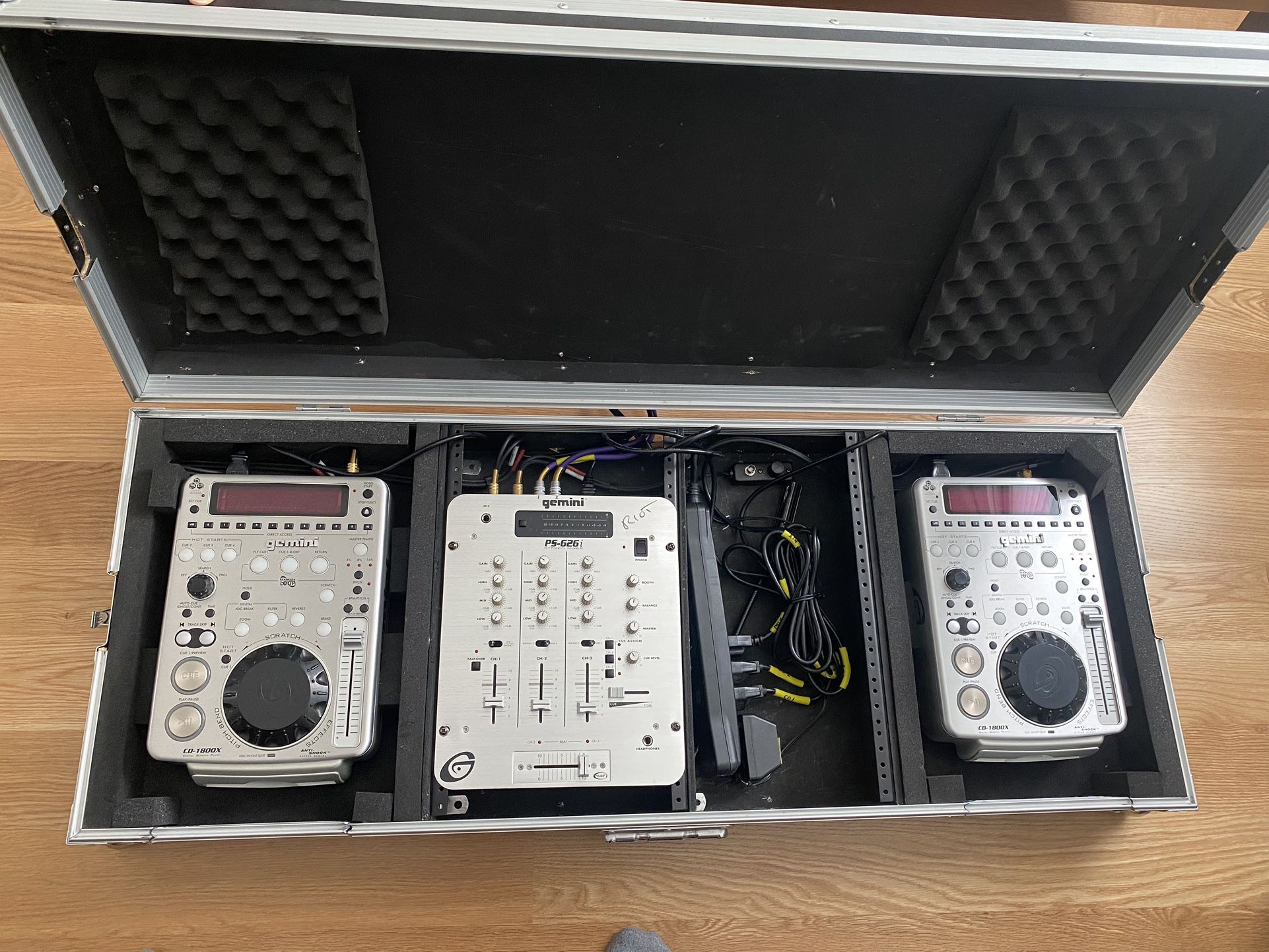 Gemini DJ CD Players, Mixer, and Case