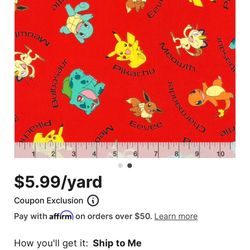 New Pokemon Fabric 
