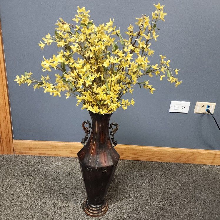 Metal Vase  with Artificial Flowers