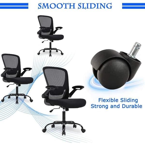 Breathable Mesh Back Black Office Chair with Extra Thickness Gas Lift Fast Up and Down