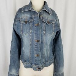 Riders Copper Collection Factory Distressed Jean Denim Trucker Jacket Womens