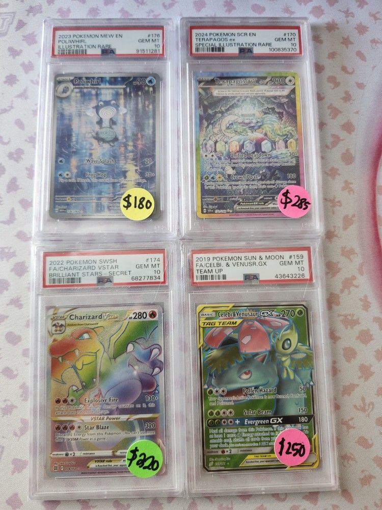PSA 10 POLIWHIRL 151 TERAPAGOS CHARIZARD VSTAR CELEBI & VENUSAUR