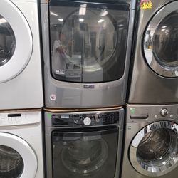 Maytag Front Loading Washer And Stackable Gas Dryer Set 