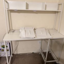 White Desk With Shelves Attached 