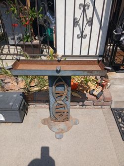 Selling A Work Of Art Heavy Duty Cigar Ash Tray The Name Cigar Cut Out On Front Diamond Plate Steel Material Nice Patio Meeting  On A Stand $400 Obo