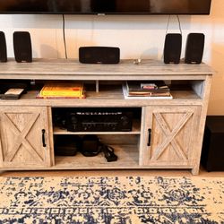 Modern Barn Door Wood TV Stand & Media Entertainment Center Console Table
