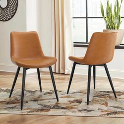 2X Lue Bona whiskey brown faux leather dining chairs