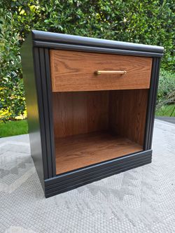 Black Modern Bedside Table / Nightstand Fully Refinished