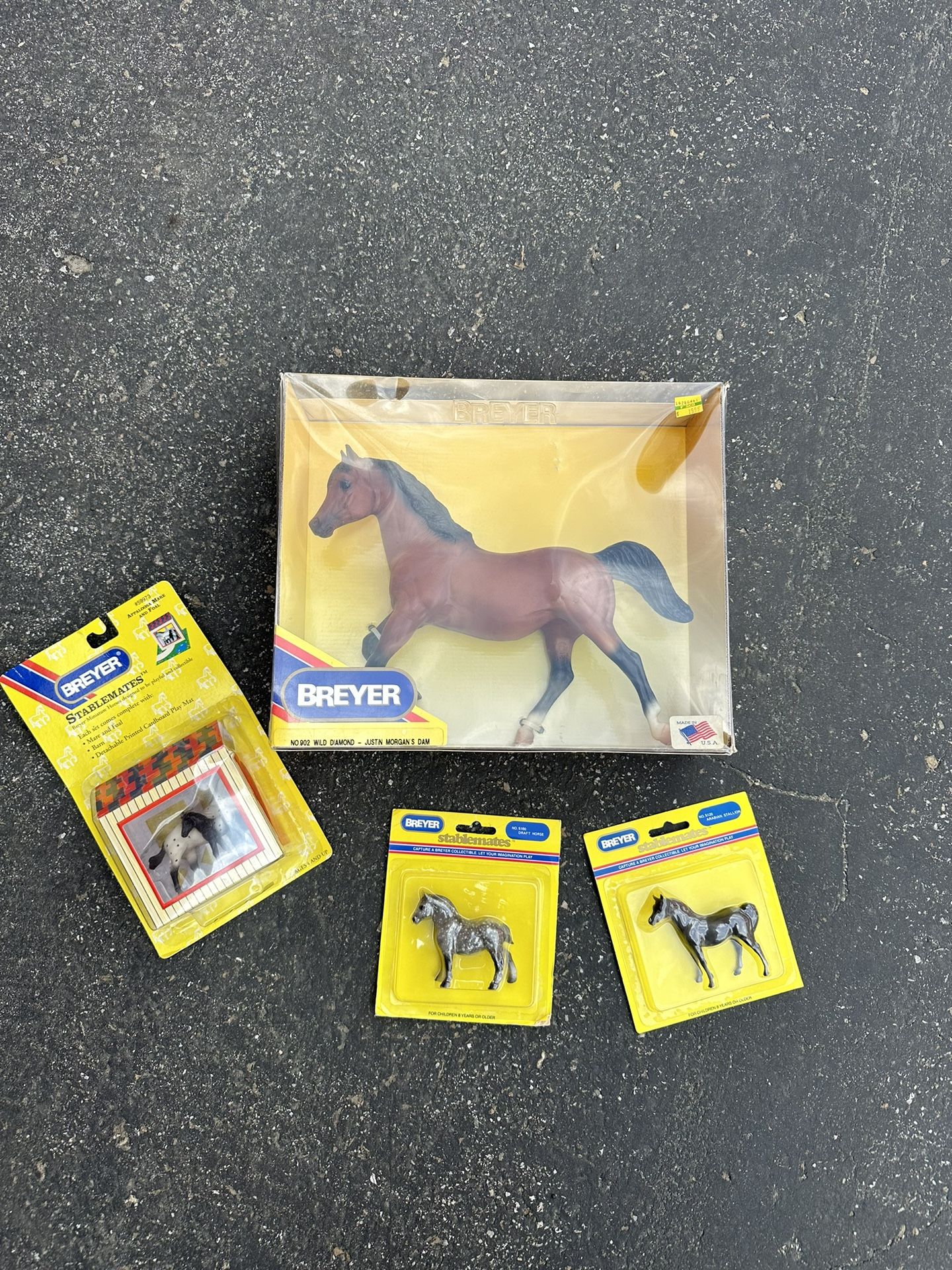 Vintage Breyer Stablemates No.902 Wild Diamond, Arabian Stallion, Draft Horse.. LOT OF 4 Made In USA