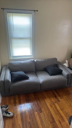 100% Real leather couch in gray