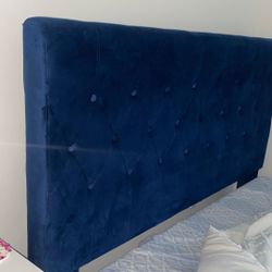 Suede Royal Blue Queen Bed Frame