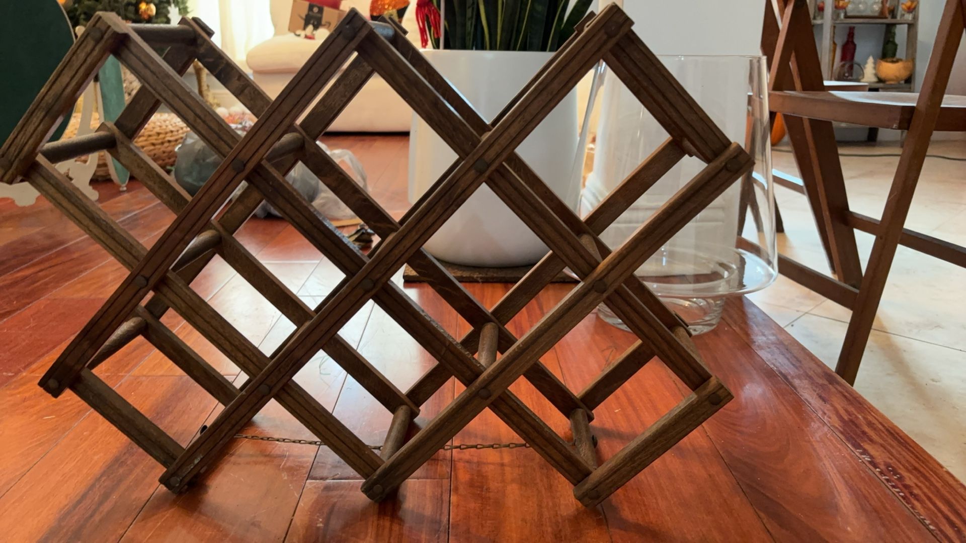vintage wooden wine rack