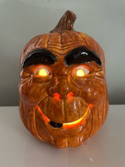 🎃Hand Painted Lighted Ceramic Jack o Lantern🎃