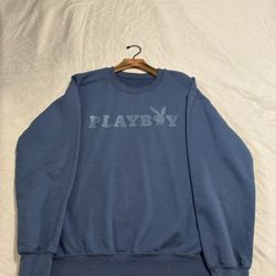 Blue Playboy Pullover Crewneck Sweatshirt 