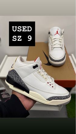 USED Air Jordan 3 white cement reimagined SZ 9
