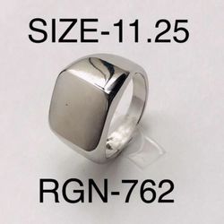 Signet Square Silver Tone Ring for Men & Women: Size-11.25/RGN-762