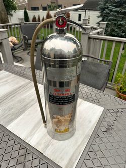 Vintage 1974 Stop-Fire Commander Stainless Steel Fire Extinguisher RJS-51 Industrial Decor -UNTESTED