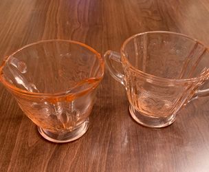 Vintage Pink Sugar And Creamer