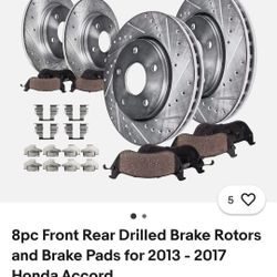 2013-2017 Honda Accord Drilled And Slotted Rotors And Brakes
