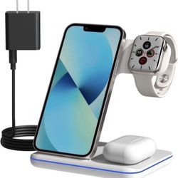 Wireless Charger, 3 in 1 Fast Charging Stand Compatible with iPhone 13/12/12 Pro/11/X/XS/XR/8Plus, Qi-Certified Hollow Design Charging Station Compati