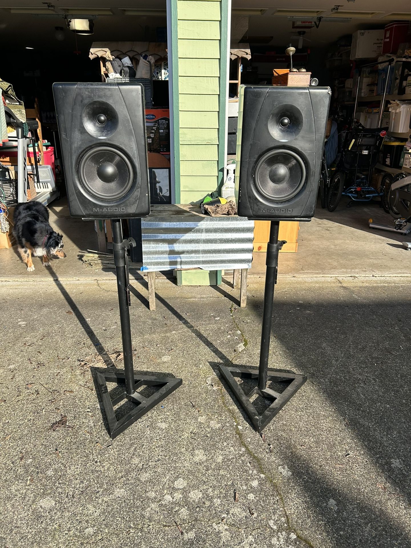 M Audio CX-8 Monitors and Onstage Stands.