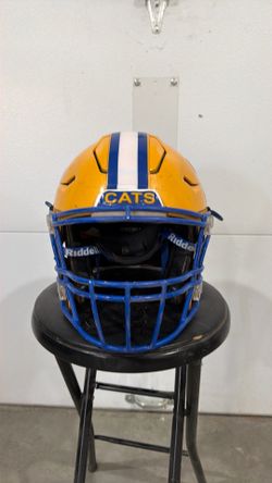 XL blue & gold Riddell speed flex with 3 bar face mask
