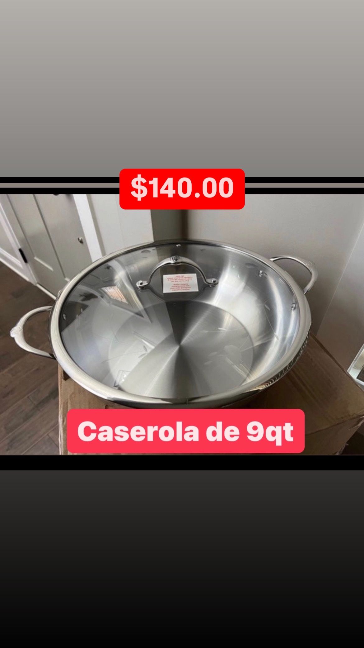 Especial $140.00 Caserola Grande De 9qt Acero Inoxidable Princess House 