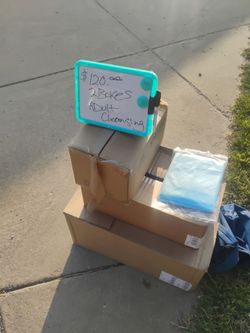 Adult pampers/ bed pads, one gloves
