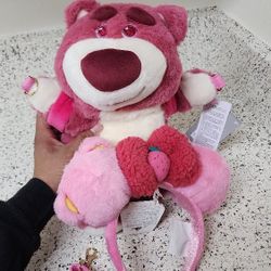 Lotso Strawberry Ears+ Lotso Plush Essentials Bag Combo 