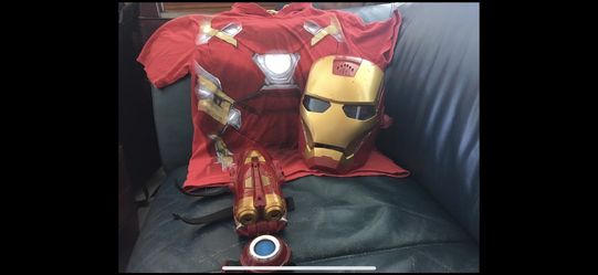 Kids Iron Man Talking Mask, Arm Piece With Sounds And Hooded Shirt
