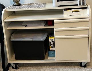 White Rolling Office Cabinet