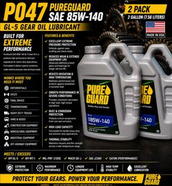 Pureguard SAE 85W140 Gear Oil Lubricant Heavy Duty 2 Gallon