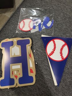 1st Birthday Baseball Theme Sign & Cake Topper