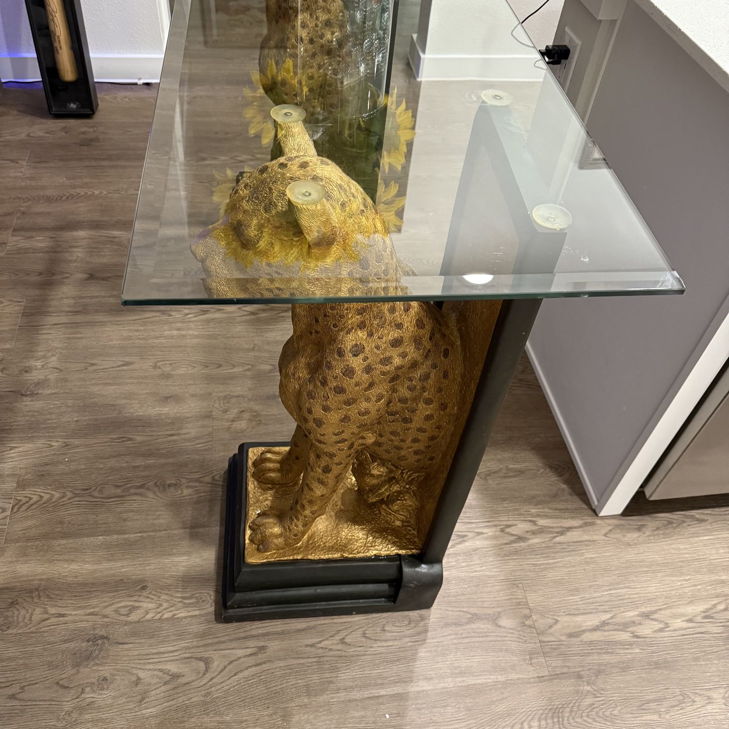 Leopard Console Table Gold Leopard Base Glass Console Table – Statement Piece for Sale in ...