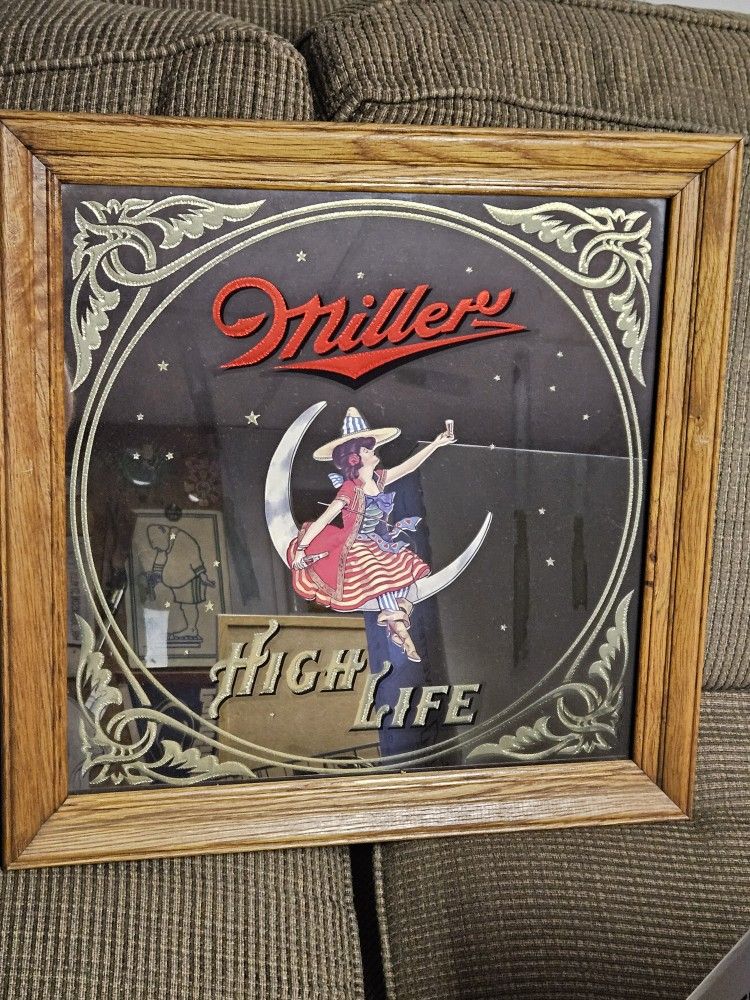 1980's Miller High Life Woman On The Moon Mirror