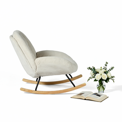 Homy Casa Lithops Corduroy Rocking Chair Modern Fabric Accent Chair in Grey