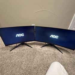 24” and 29” AOC Curved Gaming Monitor Pair