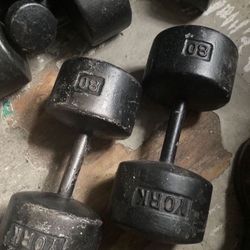 York Roundhead Dumbbells 80lbs
