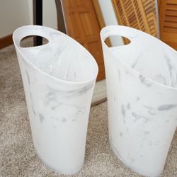 Bathroom Trash Cans Marble Print