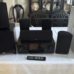 Surround Sound System With Receiver, Speakers & Subwoofer. 