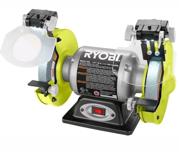 Ryobi Heavy Duty 2 1 Amp 6 In Bench Grinder W Led Lights Heavy