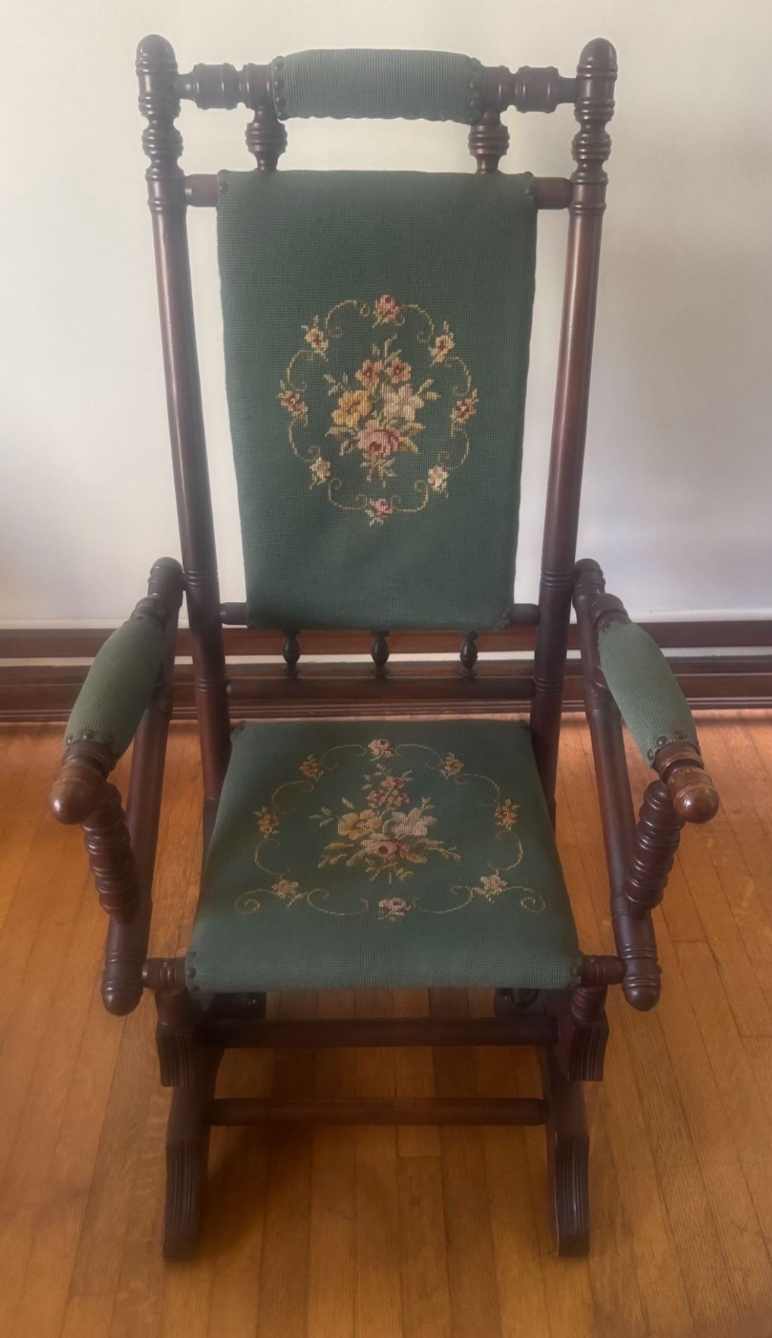 Vintage Needlepoint Rocking Chair