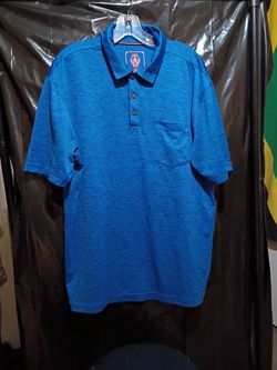 Men's American Worker Space Dye Performance Polo Shirt In Heather Blue. Size Large.